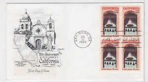 TurtlesTradingPost- California Bicentennial 1969 FDC #1373- Artmaster Block of 4 - Picture 1 of 1