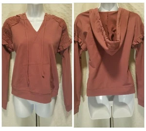 New Xhilaration Target Junior's Size XS Sweatshirt V-Neck Lace Red Maroon Hoodie - Picture 1 of 6
