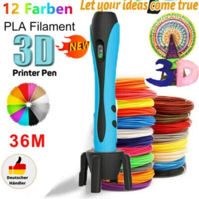 3D STIFT SET DRUCKSTIFTE MIT 120ft PLA FILAMENT 12FARBEN FÜR KINDER,DIY GESCHENK - Bild 1 von 4