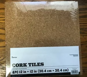 4 Pcs Cork Tiles Cork Panels Wall Bulletin Board Cork Board 12''x12'' Natural - Picture 1 of 1