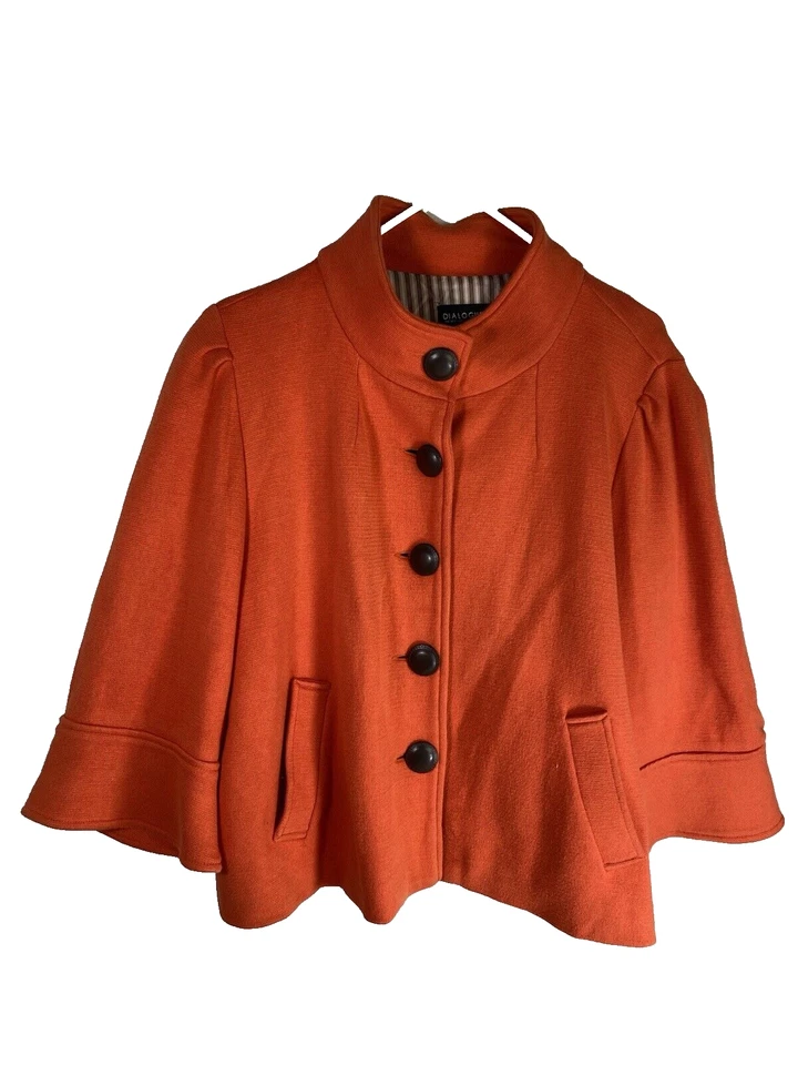 Abrigo chaqueta naranja Dialogue para mujer talla XL suéter tejido Foto 1 de 4