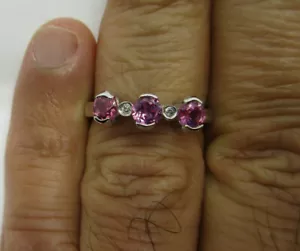 .80 Carat 14K Gold Diamond & Pink Sapphire Ring Dia=.05 Carat F-VS2 4.10 Grams - Bild 1 von 8