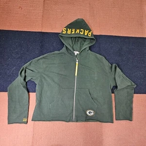 Green Bay Packers Wear Erin Andrews Womens Crop Hoodie Sweatshirt XL Green K5b - Picture 1 of 11