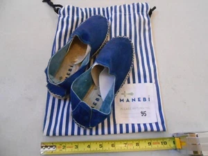 SIZE 35 MANEBI ESPADRILLE DARK BLUE FUZZ SOLID COLOR NEW SHOES SPAIN US SIZE 5 - Picture 1 of 7