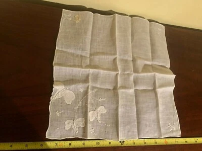 Vintage Burmel Ladies Hankie Butterflies and  Flowers Embroidered - Image 1 of 4