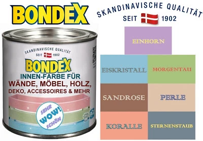 BONDEX 0,5 L Acryl-Farbe für Wände Holz Möbel Deko u.v.m. Für Innen VIELE FARBEN - Bild 1 von 4