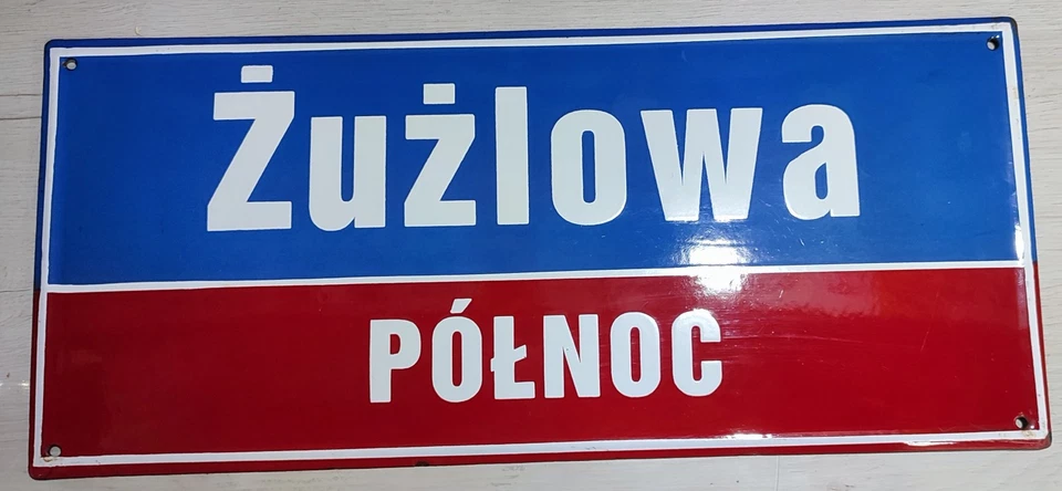 Letrero de calle polaco vintage de metal de porcelana esmaltada de Polonia - ul. Żużlowa Foto 1 de 1