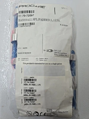 New Lot of 12 ProCare Baseball SPL/Padded Finger Splint Large 79-72097 - Image 1 of 2
