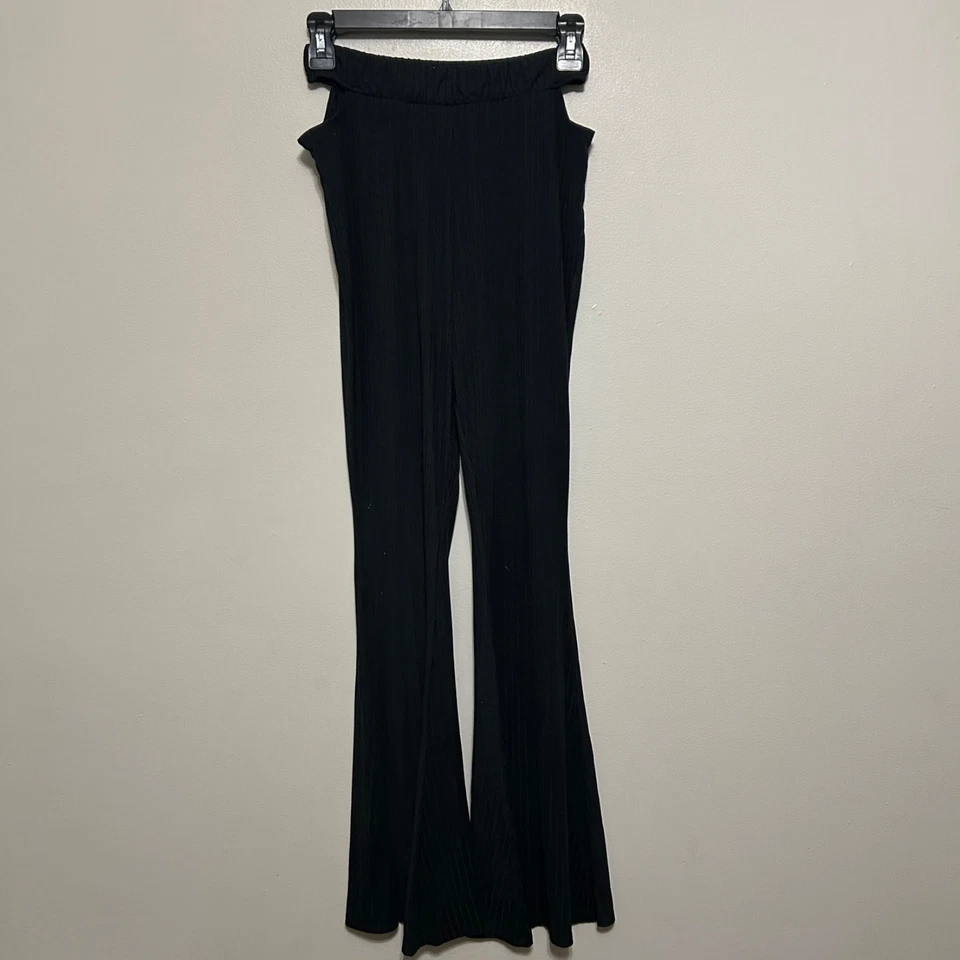 Леггинсы Rue 21 расклешенные черные L ребристые прихотливые готические без застежек комфортные эластичные - Изображение 1 из 4