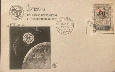 UIT COMMUNICATIONS SPACE CARDFROM BUENOS AIRES ARENGENTIA 11 MAY 1965 - Image 1 of 4