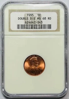 1995 D Small Cents Lincoln Penny NGC MS-68 RD Red Double Die - Image 1 of 2