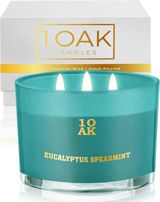 Vela de eucalipto menta verde - Vela de 3 mechas (12,4 oz) - Lata grande perfumada con cera de soja Foto 1 de 4