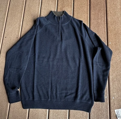Suéter Patagonia 100 % cachemir azul marino 1/4 cremallera para hombre talla grande Foto 1 de 4