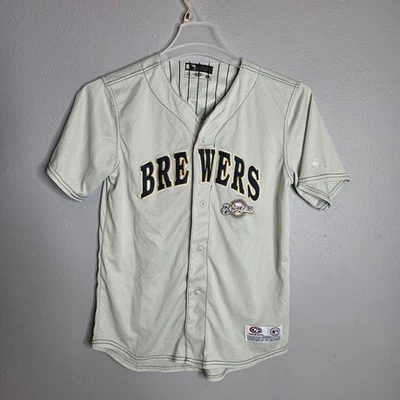 Milwaukee Brewers Home Baseball Jersey MLB Gray Size L (10–12) Youth True Fan - Image 1 of 4