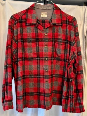 Camisa De Colección Años 60 Para Hombre McGregor Búfalo/Pendleton Cuadros Botón Delantero Foto 1 de 4