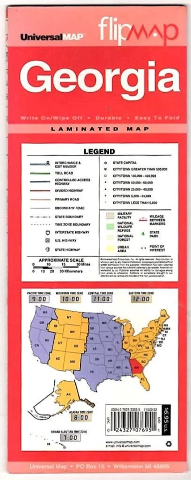 STATE of GEORGIA ~ c2002 Universal Map ~ Flip Map, Laminated - Image 1 of 1