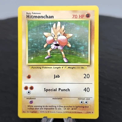 Hitmonchan Holo Rare 7/102 Base Set Pokemon Card 1999 WOTC Original TCG LP⭐ - Image 1 of 4