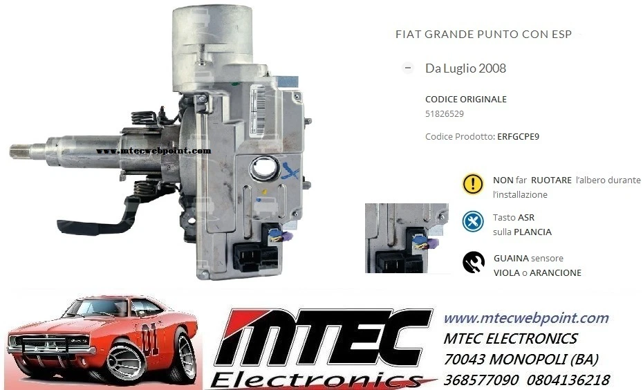 SERVOSTERZO ELETTRICO FIAT Grande Punto con ESP / ASR CODICE 51826529 - Image 1 of 1