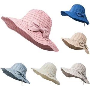 Women's Soft Wide Brim Floral Floppy Panama Sun Shade Summer Beach Hat Foldable - Picture 1 of 12