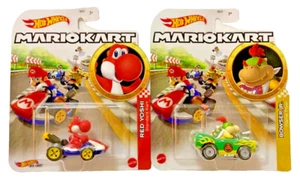 RED YOSHI & BOWSER JR. Hot Wheels Mario Kart Die-Cast Race Karts Cars - Picture 1 of 1