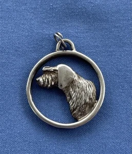 Vintage Sheffield English Sterling Silver Sheepdog Circle Charm/Pendant •3.8g• - Picture 1 of 4