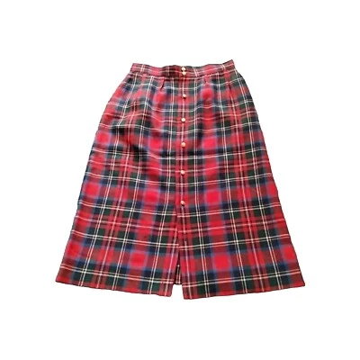 Falda JG Hook 100 % lana a cuadros escoceses peinada roja talla 8 longitud 27 pulgadas cintura 13 pulgadas Foto 1 de 4