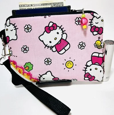 Hello Kitty ручной работы деньги монета-ID-CreditCard кошелек с ремешком сумочки мешок - Изображение 1 из 4