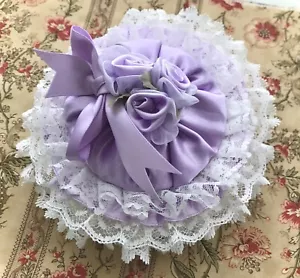 Vintage inspiriert Lavendel Staubpuder PUFF groß 5" Spitze - Made in USA - Bild 1 von 5
