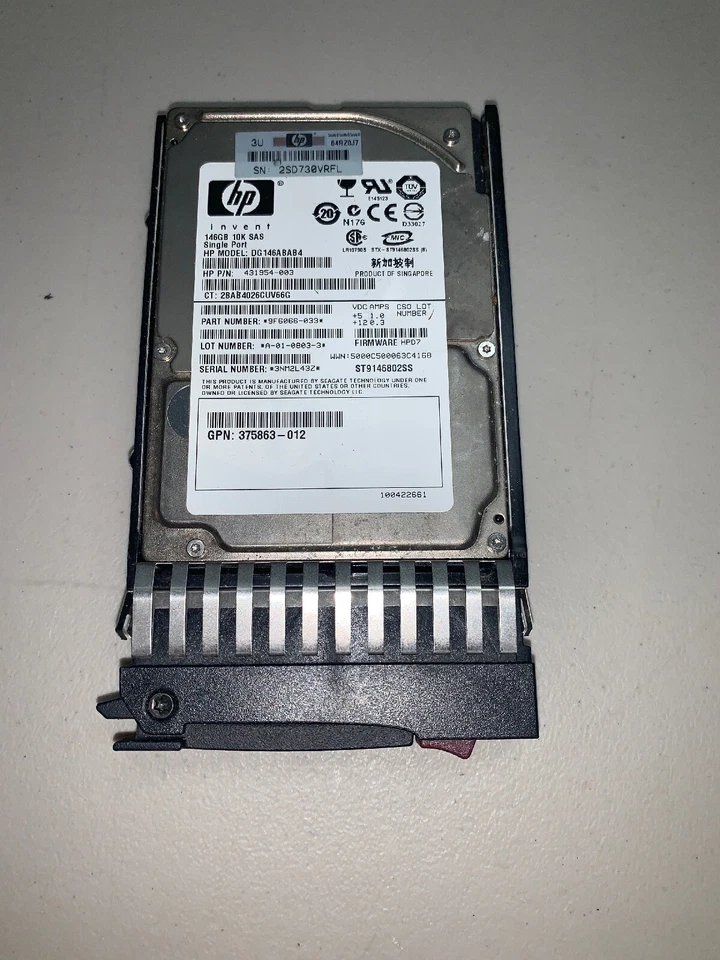 HP 146GB 2.5″10K SAS HDD 431954-003 418399-001 432320-001 430165-003 W/ TRAY - Image 1 of 1