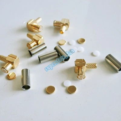 10X MCX male plug right angle 90° crimp RG174 RG316 LMR100 cable RF connector - Image 1 of 4