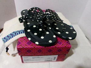 TORY BURCH NAVY/CREAM PATENT LEATHER POLKA DOT SIZE 8 W/DUST BAG - Picture 1 of 5