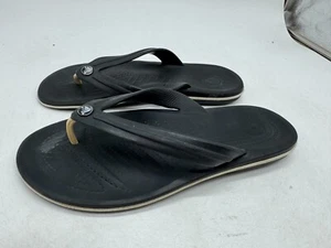 Crocs Crocband Flip Flops Sandals Unisex Black Open-Toe Thong - 9 Men/11 Women - Picture 1 of 3