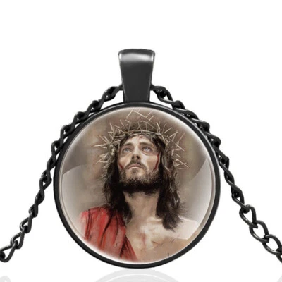 JESUS CHRIST BIBLE Black Fashion Jewelry large pendant 18" necklace men women  - Image 1 of 4