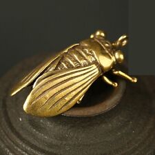 Lovely Hand-carved Mini Collection Brass Cicada Statue Ornaments Polished Smooth