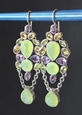 NICKY BUTLER EDICIÓN LIMITADA COLECCIÓN RAJ 925 Plata de Ley NB Pendientes 3" Foto 1 de 4