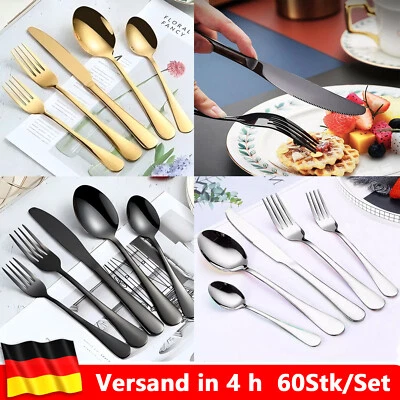 60Tlg Besteck Set bis für 12Personen Besteck Tafelbesteck Essbesteck Edelstahl - Bild 1 von 4
