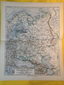 1905 European Russia Empire Vintage Geographical Map Soviet Original C21 - Picture 1 of 3
