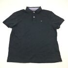 Tommy Hilfiger Polo Shirt Large L Black Ringer Short Sleeve Adult Top Mens TH