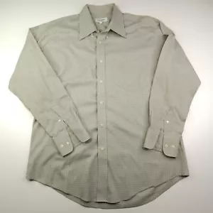 Yves Saint Laurent 16" Long Sleeve Button Shirt Green Check Men's Large 32/33 - Picture 1 of 7