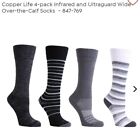 Copper Life 4-pack EcoCool Ultraguard Wide Over-Calf Compression Socks- Medium