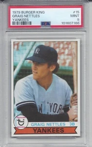 1979 TOPPS BURGER KING #9 GRAIG NETTLES PSA 9 MINT YANKEES NEW PSA CASE (B) - Picture 1 of 2