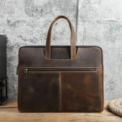 Винтажная лицевая воловья кожа чехол на молнии для ноутбука MacBook 15 дюймов - Изображение 1 из 4