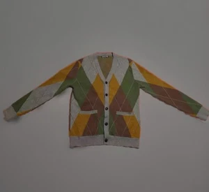 Cardigan Sweater Argyle All Over Front Back With Pockets Medium PJ Paul Jones - Picture 1 of 10