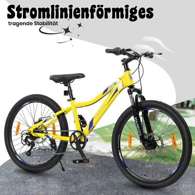 24 Zoll Mountainbike 6-Gang Rahmen aus Stahl 120kg für Unisex Kinder 130–160cm - Bild 1 von 4