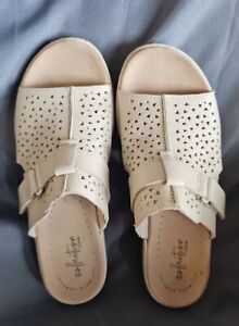Clarks Women's Collection Leather Slide Sandals Leisa Fox Size 7