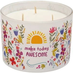 Frosted Glass 3 Wick Vanilla Scented Jar Candle - Make Today Awesome 14 Oz NEW - Picture 1 of 6