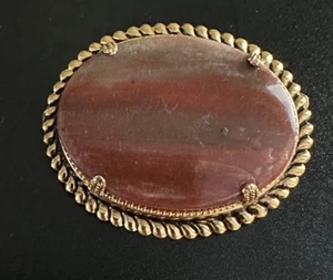 Turmalin Edelstein Brosche goldfarben 2" lang 1,5" breit sehr guter Zustand - Bild 1 von 2