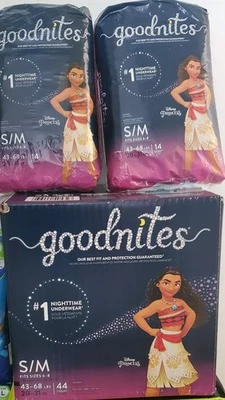 Goodnights Girl Moana S-M 43-68 фунтов Комплект ночного нижнего белья (всего 72 штуки) - Изображение 1 из 3