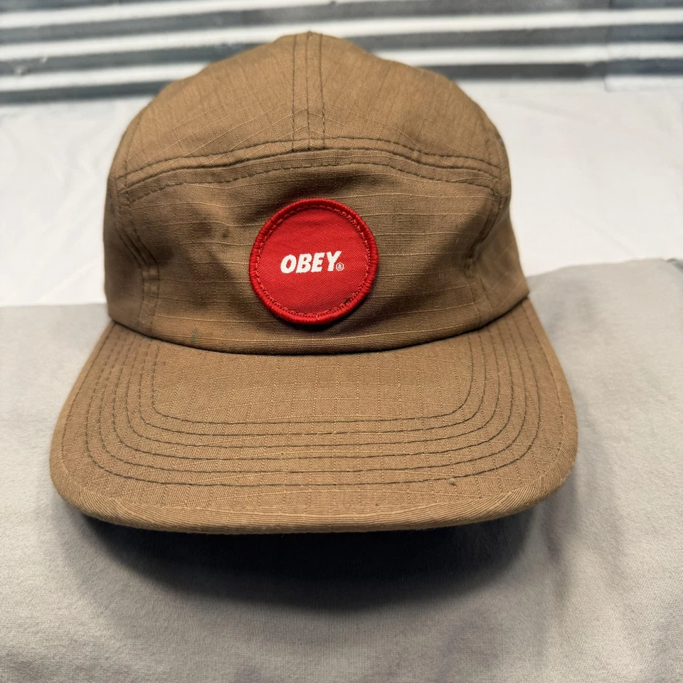 Sombrero Obey Gorra Correa Trasera Marrón Rojo Campamento 5 Paneles Parche Ripstop Ropa de Calle Para Hombres Foto 1 de 4