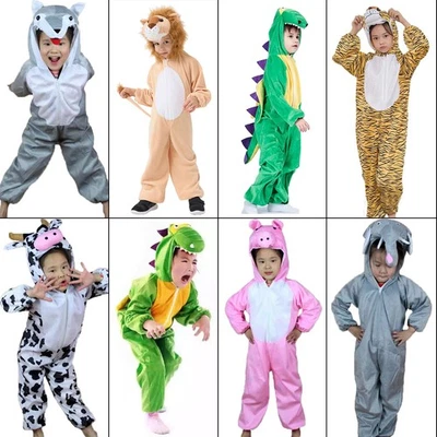 Child Animal Tiger Elephant Lion Dinosaur Milk Cow Pig Wolf Costume for Boy Girl - Image 1 of 4